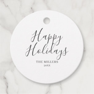 Happy Holidays Simple Minimalist Favour Tags