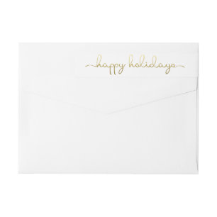 Happy Holidays Simple Script Gold Lettering Label