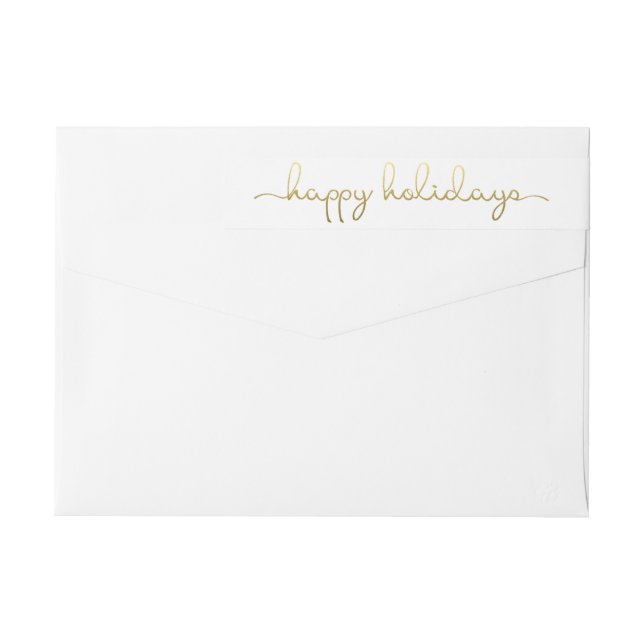 Happy Holidays Simple Script Gold Lettering Label (Back)