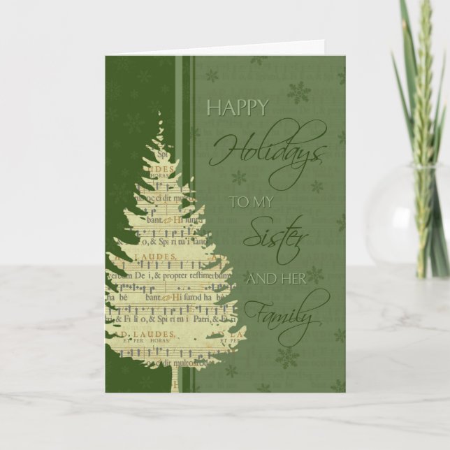 Happy Holidays Sister & Family Christmas Card (Front)