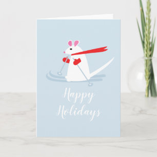 Happy Holidays Ski Mouse Christmas Greeting Card
