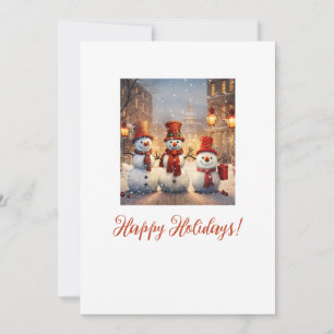 Happy Holidays Smiling Snowmen Greeting Card