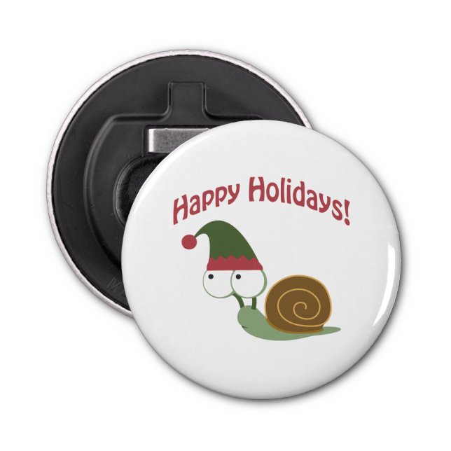 Happy Holidays! Snail Elf Bottle Opener (Front)