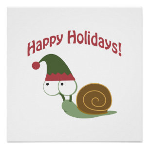 Happy Holidays! Snail Elf Poster