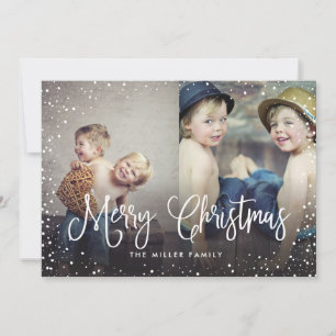 Happy Holidays Snow Christmas 2-Photo Card
