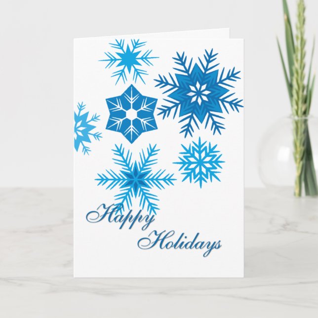 Happy Holidays Snow Flakes Holiday Card (Front)