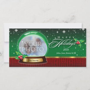 Happy Holidays Snow Globe Customisable Holiday Card