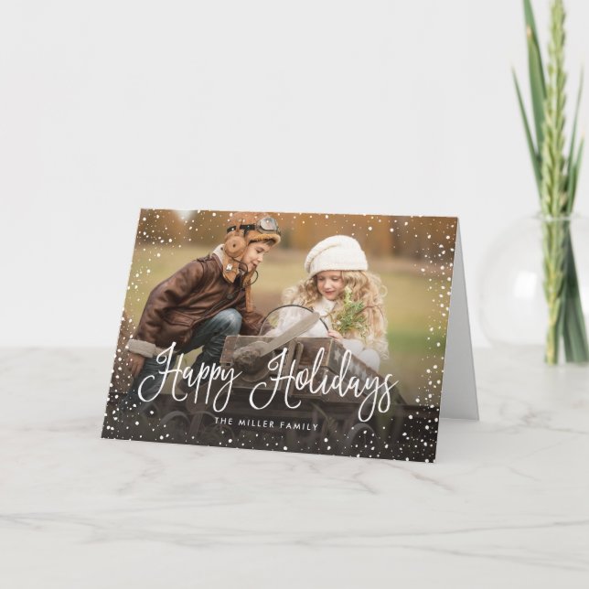 Happy Holidays Snow Holiday Card (Front)
