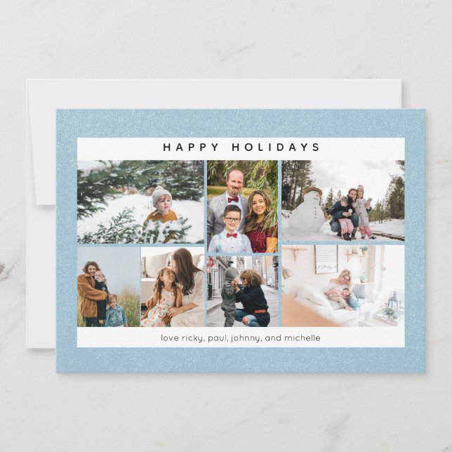 Happy Holidays Snow & Multi Photo Card (Front)