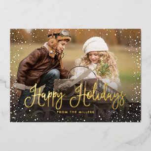 Happy Holidays Snow Photo Foil Holiday Card