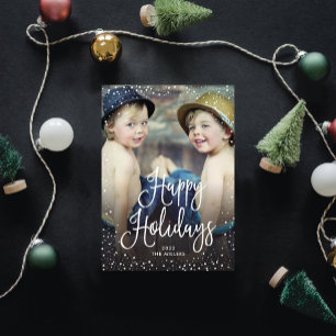 Happy Holidays Snow Photo Holiday Card