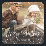 Happy Holidays Snow Photo Sticker<br><div class="desc">Celebrate the holidays with this chic sticker featuring your photo with modern script and snowfall.</div>