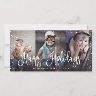 Happy Holidays Snow Seamless 3-Photo Holiday Card
