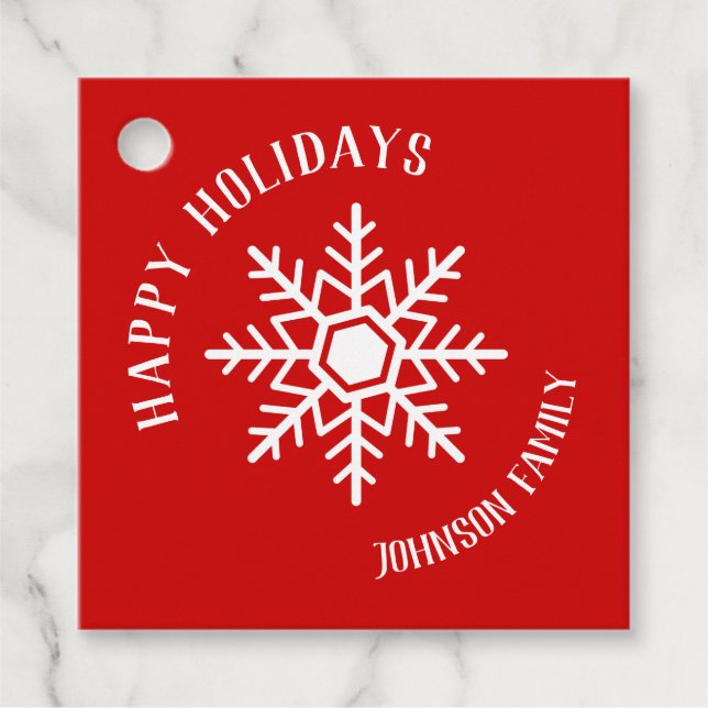 Happy Holidays - Snowflake Favour Tags (Front)