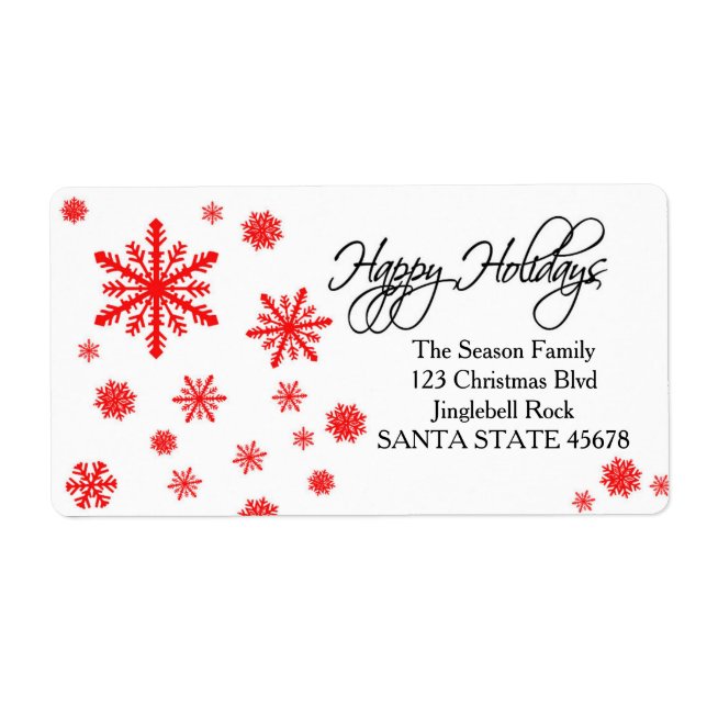 Happy Holidays snowflake Holiday Address Label (Front)