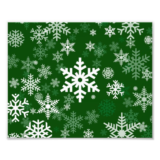 Happy Holidays Snowflakes Green for Everyone Photo Print (Front)