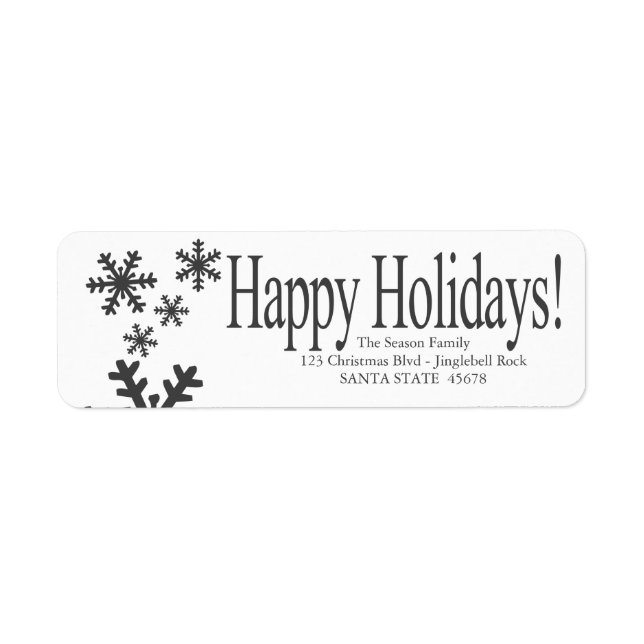 Happy Holidays snowflakes Holiday Address Label (Front)