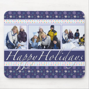 Happy Holidays Snowflakes Photo Template Mouse Mat