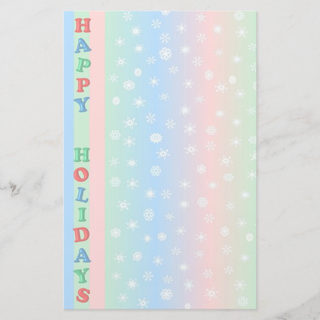 Happy Holidays Snowflakes Stationery (Front)