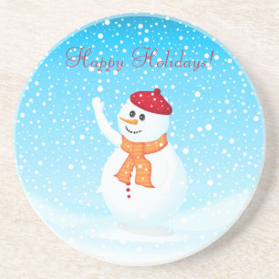 "Happy Holidays" Snowman Coaster