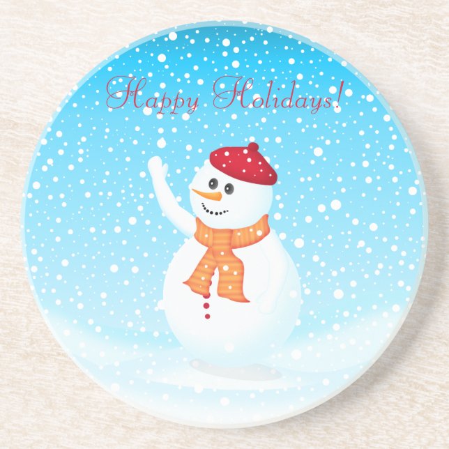 "Happy Holidays" Snowman Coaster (Front)