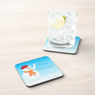 "Happy Holidays" Snowman Cork Coaster