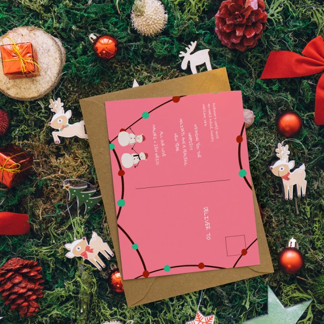 Happy Holidays – Snowman Duo & String Lights  Postcard (Creator Uploaded)