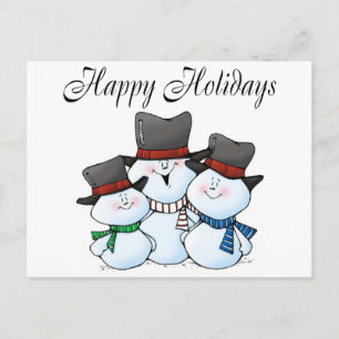 Happy Holidays Snowman Family Holiday Postcard