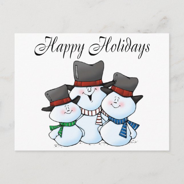 Happy Holidays Snowman Family Holiday Postcard (Front)