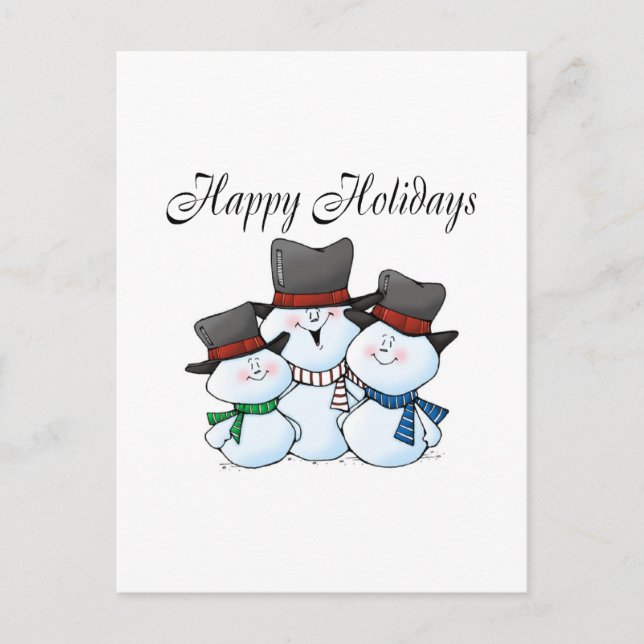 Happy Holidays Snowman Family Holiday Postcard (Front)