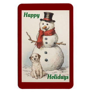 Happy Holidays Snowman Flexible Photo Magnet