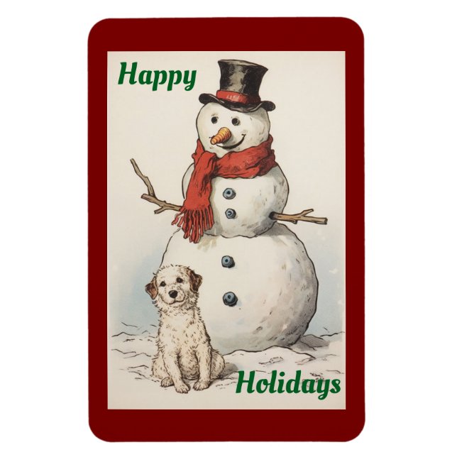 Happy Holidays Snowman Flexible Photo Magnet (Vertical)