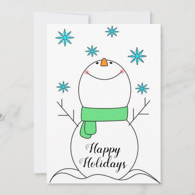 Happy Holidays Snowman Holiday Card (Front)