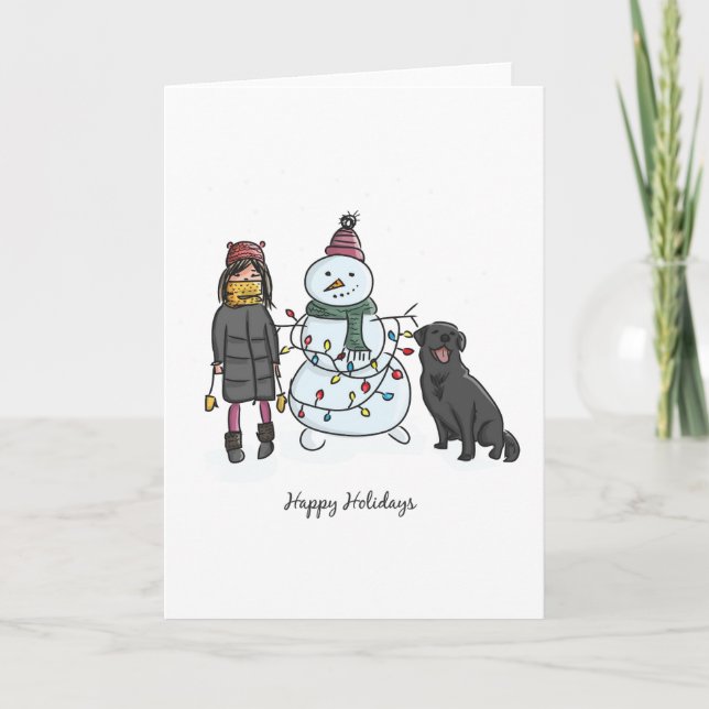Happy Holidays Snowman Holiday Card (Front)
