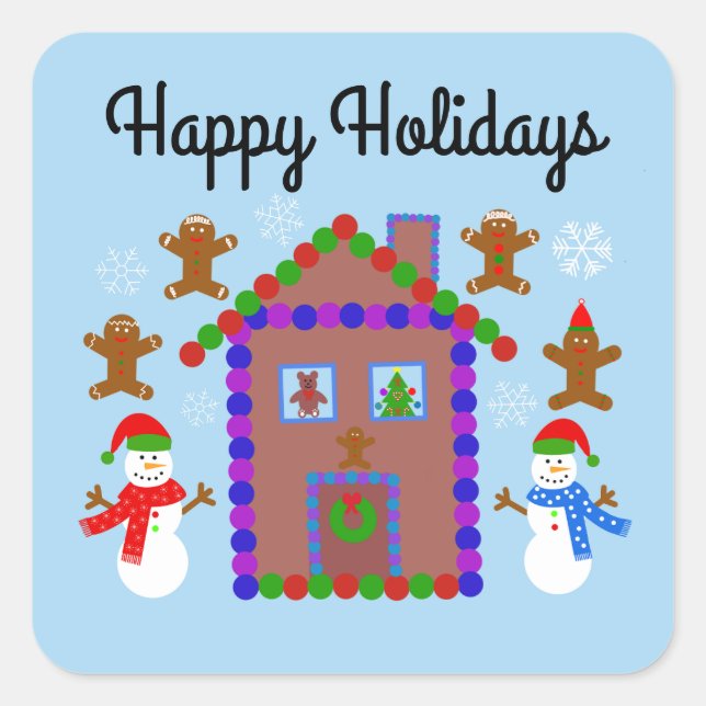 Happy Holidays Snowman & House #3-2 Stickers (Front)