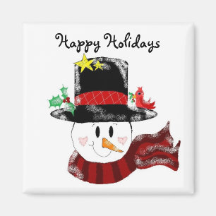 Happy Holidays Snowman Magnet
