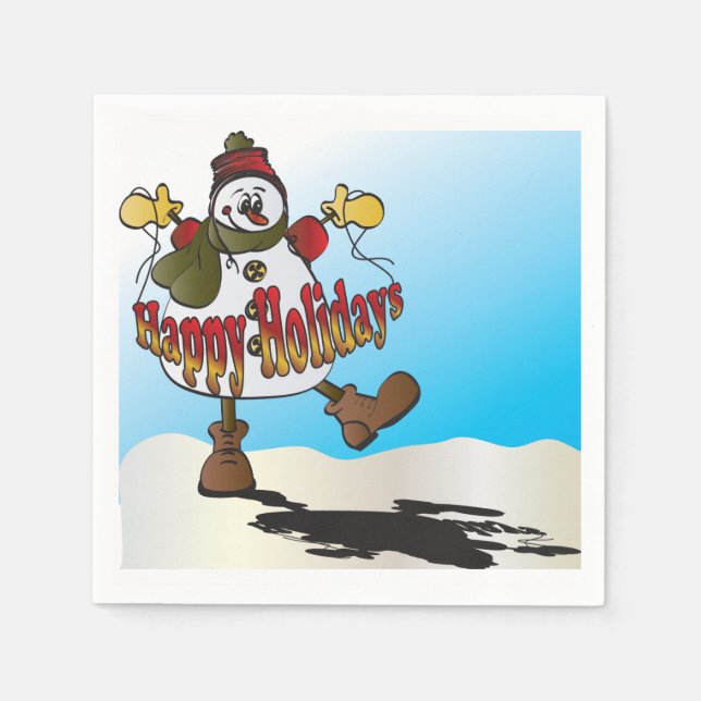 Happy Holidays Snowman Napkin (Front)
