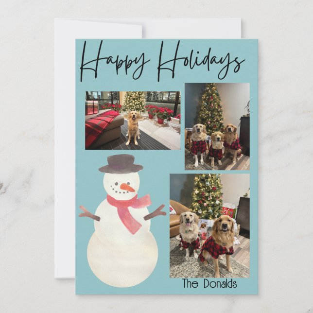 Happy Holidays Snowman Photo Card (Front)