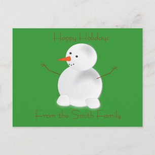 Happy Holidays Snowman Post Card