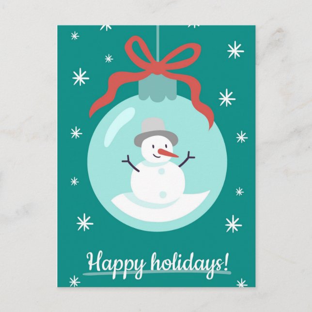 Happy Holidays Snowman Postcard (Front)