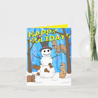 Happy Holidays Snowman Yeti Fun Holiday Card
