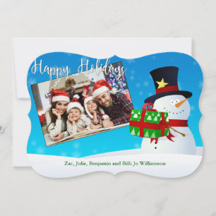 Happy Holidays Snowman Your Photo Fancy Cut Holiday Card