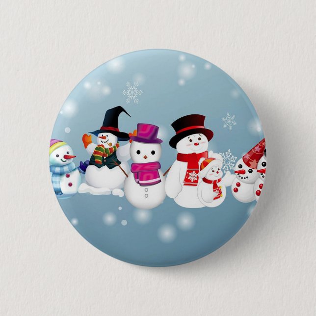 Happy Holidays Snowmen 6 Cm Round Badge (Front)