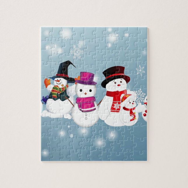 Happy Holidays Snowmen Jigsaw Puzzle (Vertical)