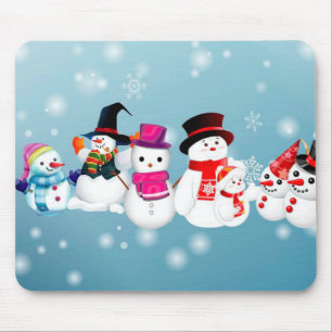 Happy Holidays Snowmen Mouse Mat