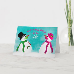 Happy Holidays, Snowmen Social Distancing Covid-19 Card