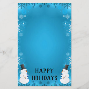 Happy Holidays Snowmen Stationery