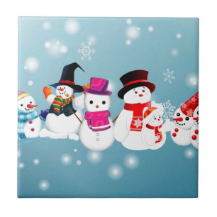 Happy Holidays Snowmen Tile