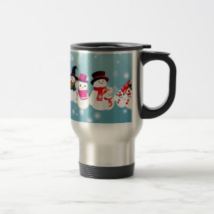 Happy Holidays Snowmen Travel Mug