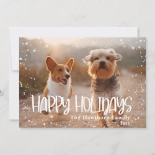 Happy Holidays Snowy Frame Photo Holiday